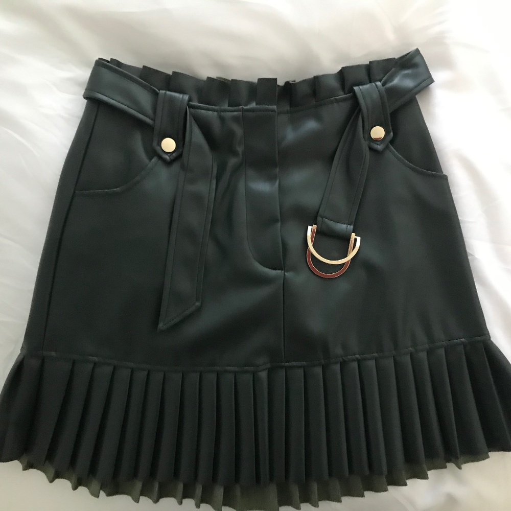 Zara Forest Green Faux Leather Skirt